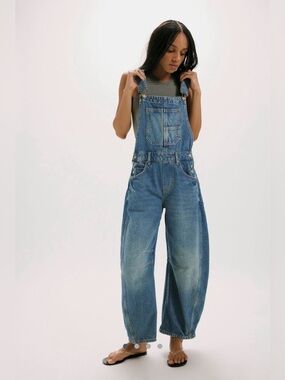 **NWOT Free People We The Free Good Luck Barrel Overalls